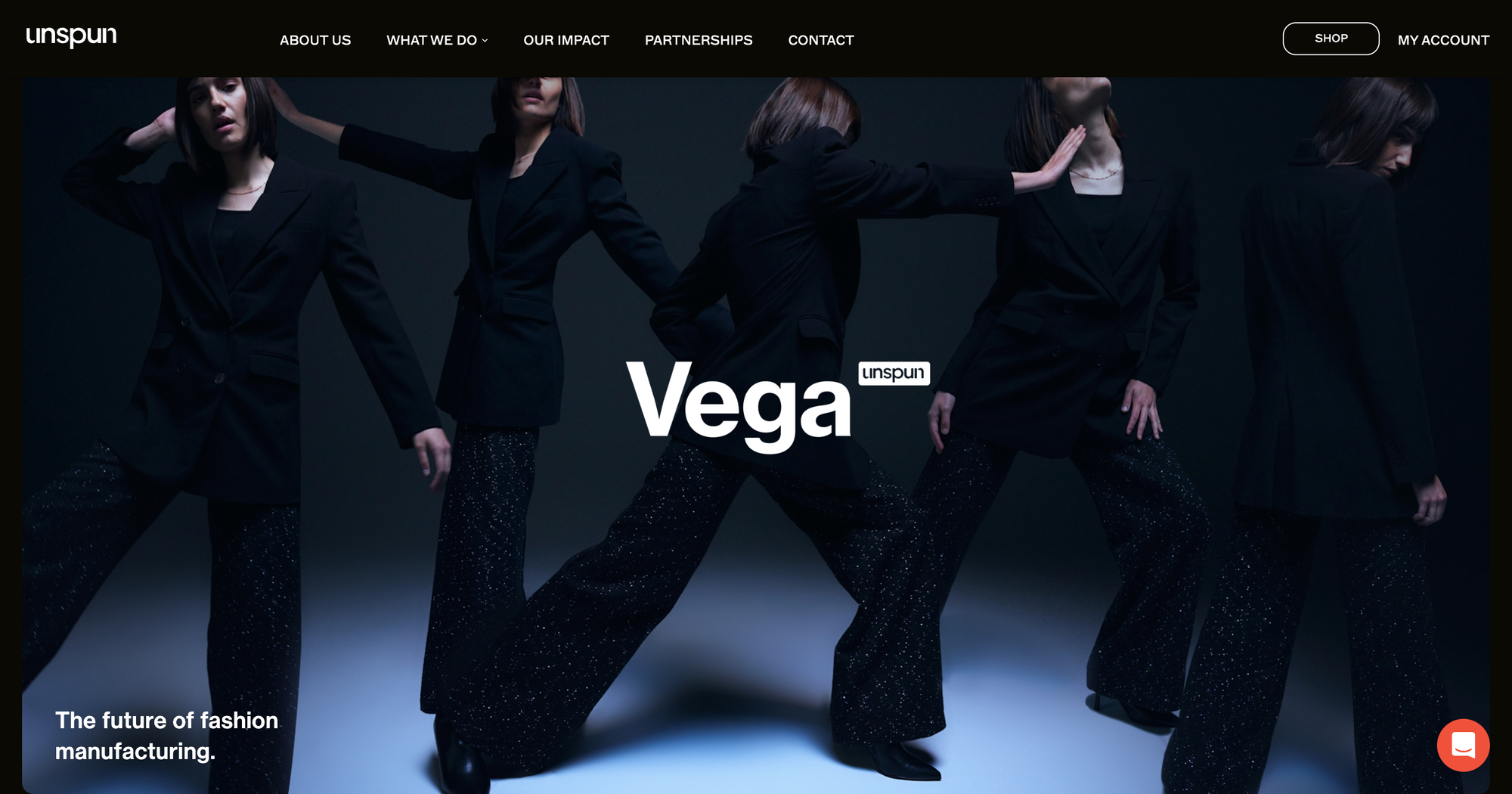 unspon website homepage promoting their Vega technology