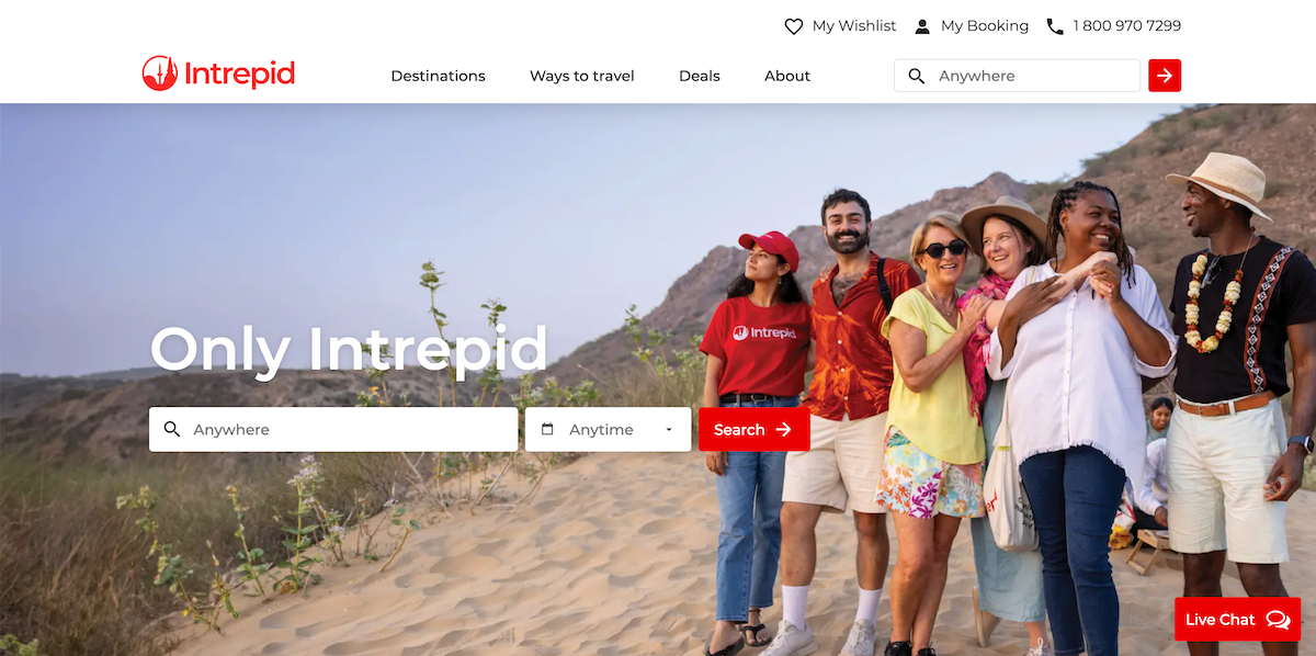 Intrepid Travel Website Homepage