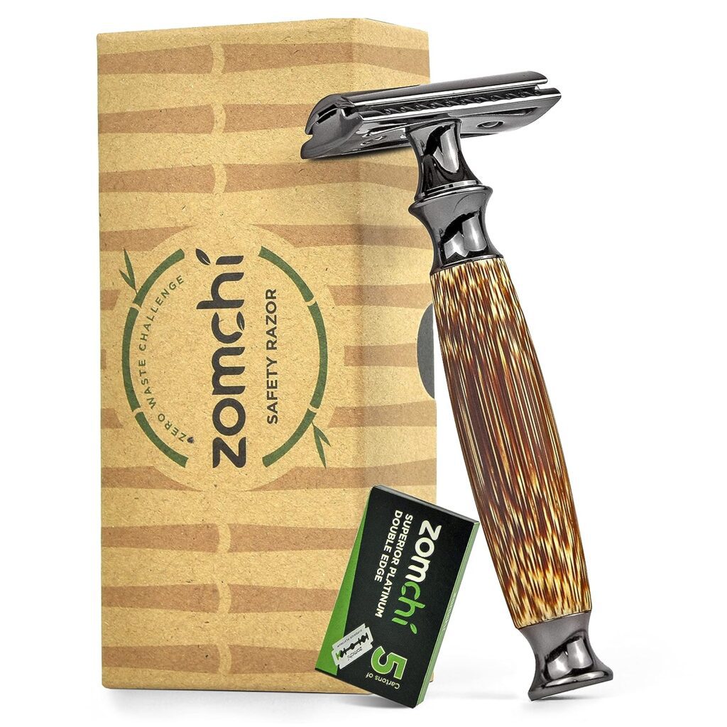 Double Edge Safety Razor for Men or Women, with Natural Bamboo Handle